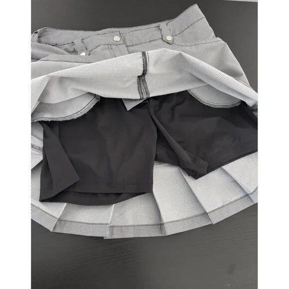 IBKÜL Golf Skort 8 Gingham Check Pleated Hem UPF 50 Activewear Tenniscore Preppy - Picture 10 of 13